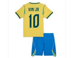 Brasilien Vinicius Junior #10 Hemmaställ Barn VM 2026 Kortärmad (+ Korta byxor)